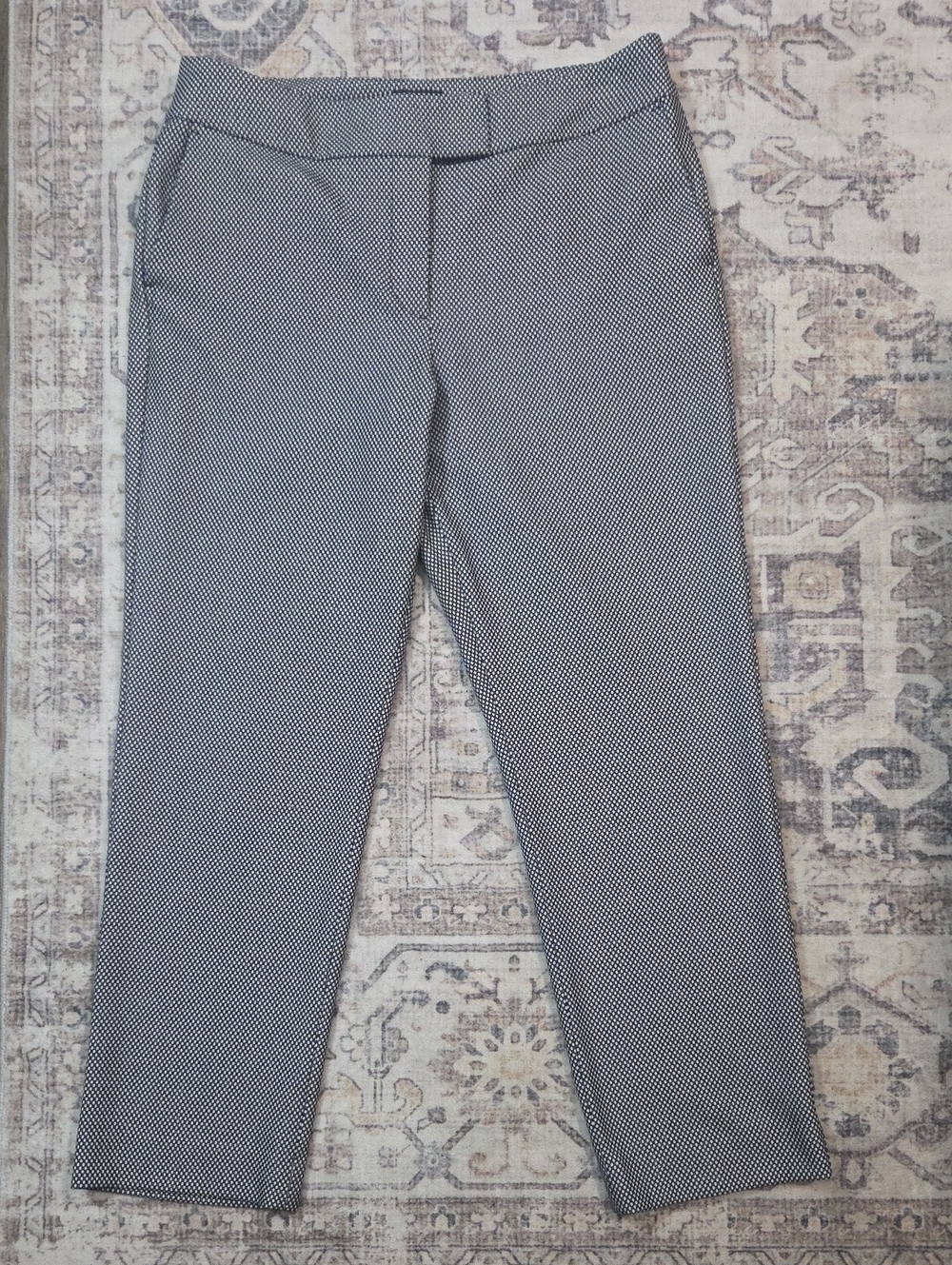 Ann Taylor Black and White Micro-Print Tailored Pants